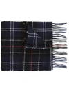 Barbour Wool Scarf With Check Motif In Blue