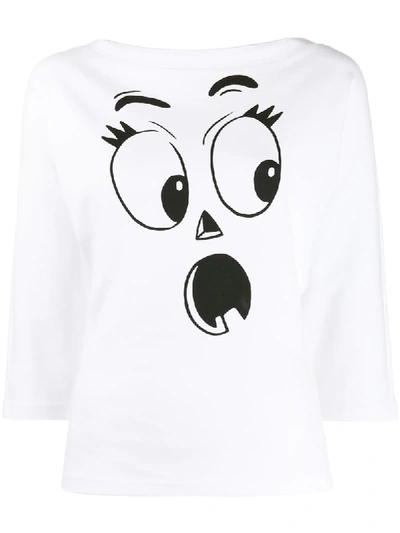 Moschino Pumpkin Face Jersey Sweatshirt In White