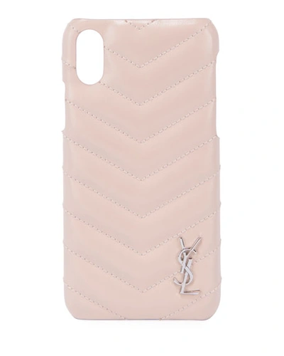 Saint Laurent Monogramme Iphone Xs Shiny Calfskin Phone Case, Pink