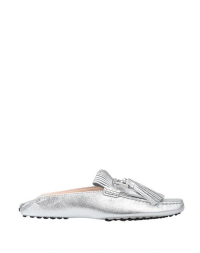 Tod's Women's Women's Tassel Metallic Leather Mules In Argento