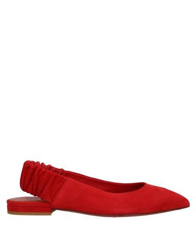 Santoni Ballet Flats In Red