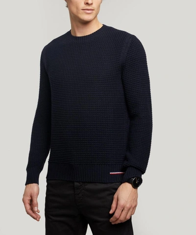 Moncler Cable Knit Crew-neck Jumper In Navy
