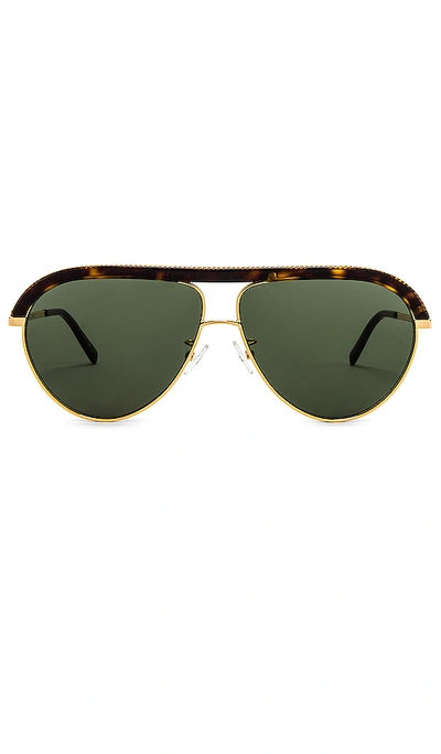 Stella Mccartney Aviator Gold-tone Metal And Tortoiseshell Bio-acetate Sunglasses In Gold & Green