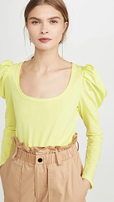 A.l.c Sewell Puff-sleeve Scoop-neck Tee In Citron