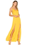 Capulet Gina Plunging Maxi Dress In Metallic Gold. In Goldenrod