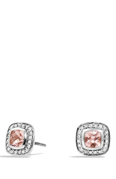 David Yurman Women's Petite Albion Stud Earrings With Gemstone & Pavé Diamonds In Morganite