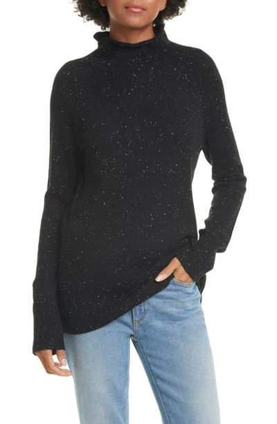 Theory Karinella Cashmere Donegal Knit Turtleneck Sweater In Black Multi