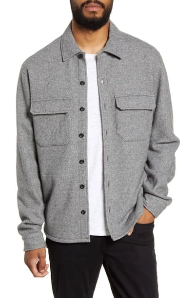 Vince Men's Fleece Twill Shirt Jacket In H Grey