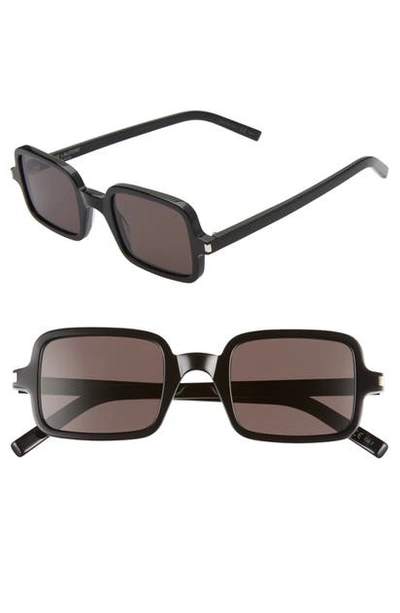 Saint Laurent Men's Square Solid Acetate Sunglasses In Black