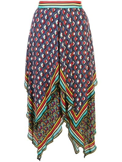 Alice And Olivia Maura Tiered Handkerchief Skirt In Multi Pattern