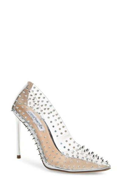 Steve Madden Vala Spiked Pointed Toe Pump In Clear