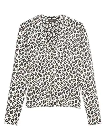 Theory Leopard Print V-neck Cardigan In Ivory Black