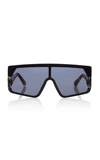 Karen Walker Women's Vorticist Shield Sunglasses, 141mm In Black Crazy Tort/smoke Mono