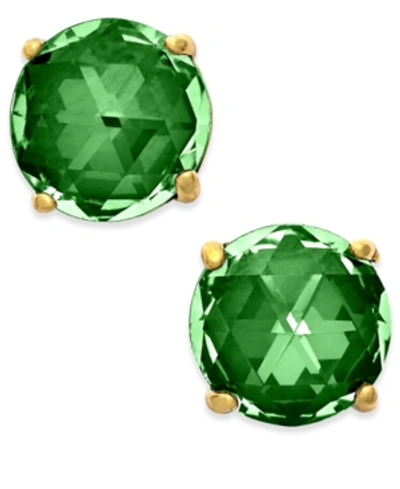Kate Spade 14k Gold-plated Crystal Stud Earrings In Emerald