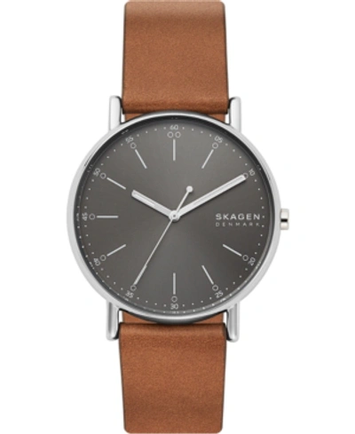 Skagen Men's Signatur Brown Leather Strap Watch 40mm