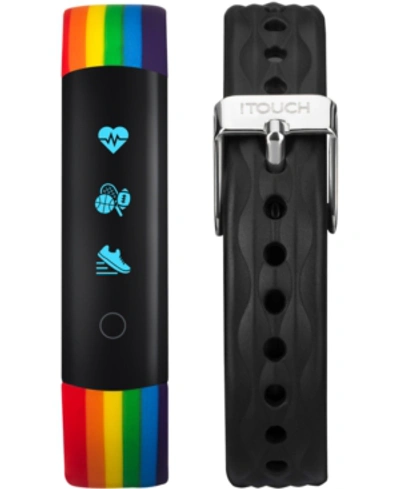 Itouch Unisex Slim Interchangeable Rainbow & Black Silicone Straps Activity Tracker 13x39mm In Rainbow & Black Straps