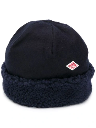 Danton Shearling Logo Hat In Blue