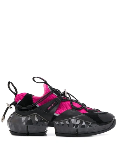 Jimmy Choo Diamond Trail/f Mesh And Leather Trainers In Black