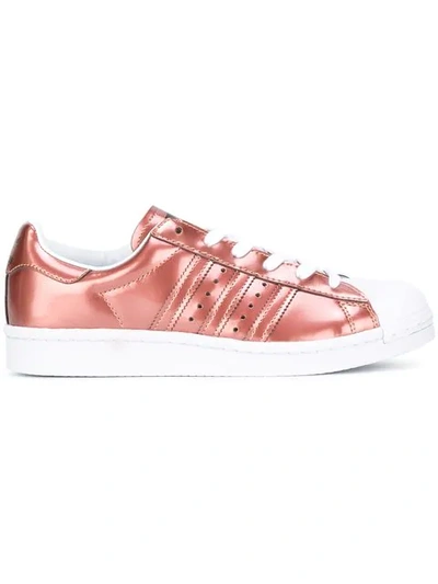 Adidas Originals Woman Superstar Mirrored-leather Sneakers Copper In Rosa