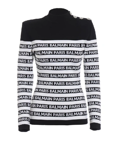 Balmain Sweater In Noir+blanc