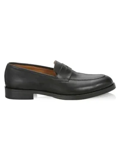 Saks Fifth Avenue Collection Leather Penny Loafers In Black