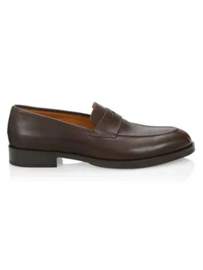 Saks Fifth Avenue Collection Leather Penny Loafers In Brown