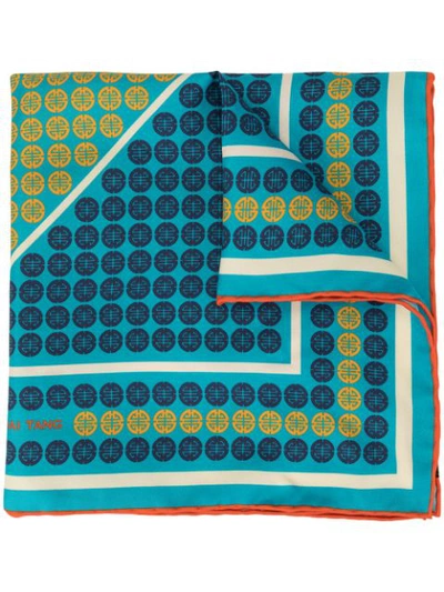 Shanghai Tang Geometric Shòu Print Pocket Square In Blue