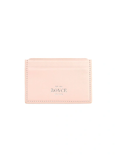Royce New York Rfid-blocking Leather Card Case In Taupe