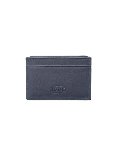 Royce New York Rfid-blocking Leather Card Case In Navy Blue