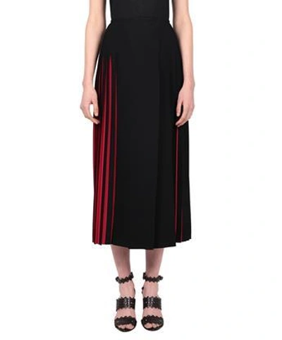 Alaïa Pleated Two-tone Knitted Midi Skirt