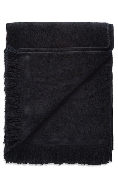 Pre-owned Chanel Black Terry Cloth Fringed Beach Towel