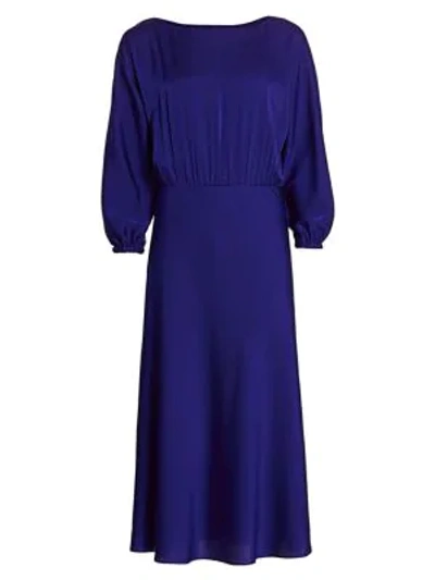 Milly Women's Stretch Silk Dia Cowl-back Midi Dress In Sapphire