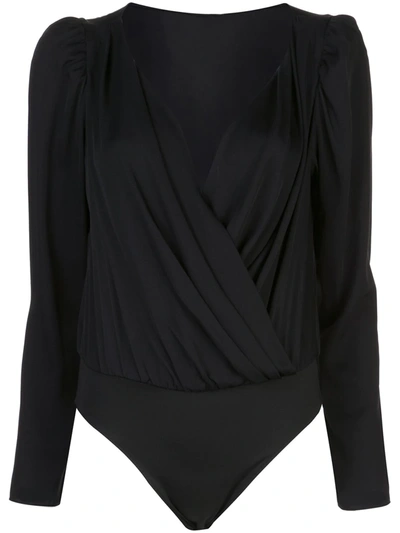 Milly Women's Stretch Silk Michele Puff-sleeve Bodysuit In Black