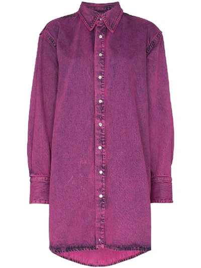 Matthew Adams Dolan Faded Effect Shirt Mini Dress In Purple