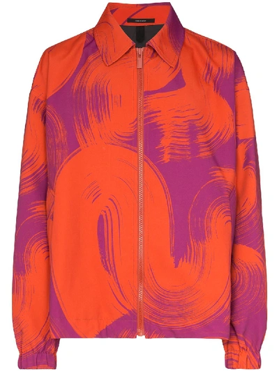 Issey Miyake Wave Print Zipped Jacket In Orange