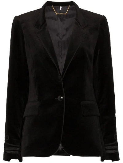 Frame Stand-collar Embroidered Blazer In Black