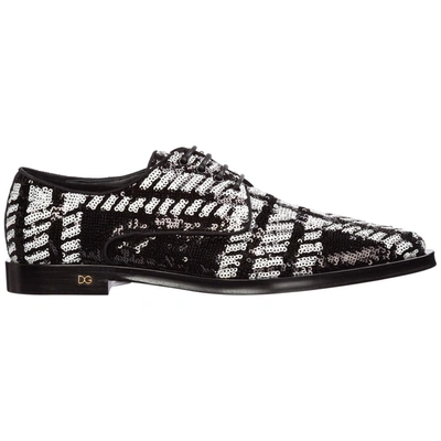 Dolce & Gabbana Sequined Lace-up Shoes In Nero