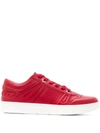 Jimmy Choo Mens Hawaii/m Red Calf Leather Trainers