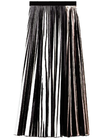 Proenza Schouler Metallic Plissé Pleated Midi Skirt In Black