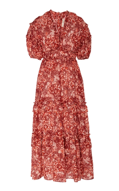 Ulla Johnson Amora Ruffled Floral-print Cotton-blend Voile Midi Dress