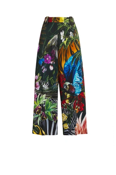 Roberto Cavalli Paradise Found Print Cropped Trousers In Green