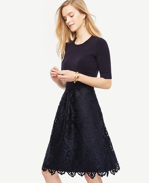 ann taylor blue lace dress