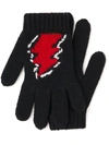 Prada Thunderbolt Cable Knit Gloves In Black