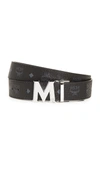 Mcm Antique M Reversible Belt 1.75" In White Logo  Visetos In Black | White Logo Black