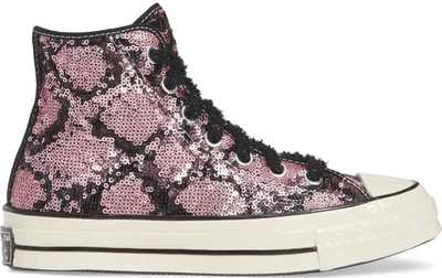 Pre-owned Converse  Chuck Taylor All-star 70s Hi Light Sequin In Light Orchid/egret-black