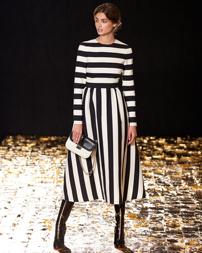 black and white long striped dress