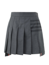 Thom Browne 4-bar Pleated Flannel Mini Skirt In Grey