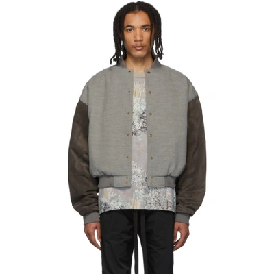 Fear Of God Sixth Collection Fleece And Suede Bomber Jacket In Grey