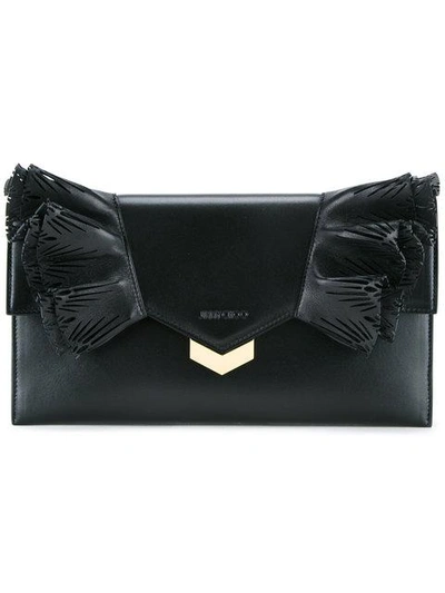 Jimmy Choo 'isabella' Tiered Ruffle Leather Clutch In Nude