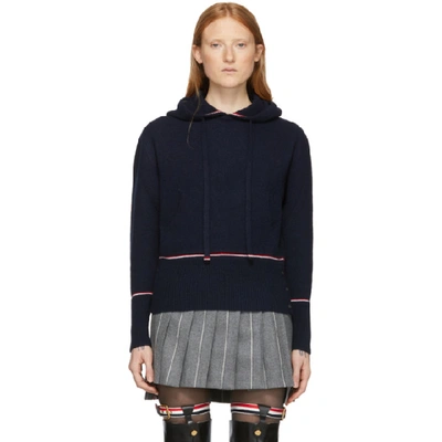 Thom Browne Rwb Tipping Over-washed Pullover In 415 Navy